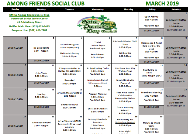 AF March Schedule 2019