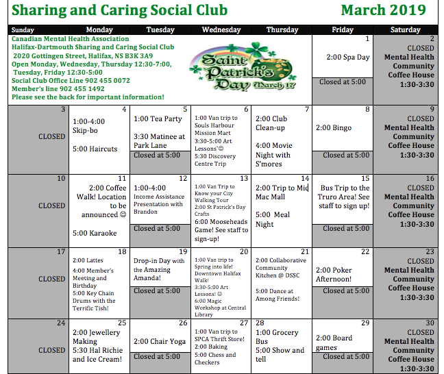 SC March Schedule 2019